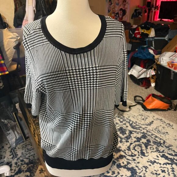 90s vintage Anne Klein houndstooth sweater blouse size small - Picture 1 of 3